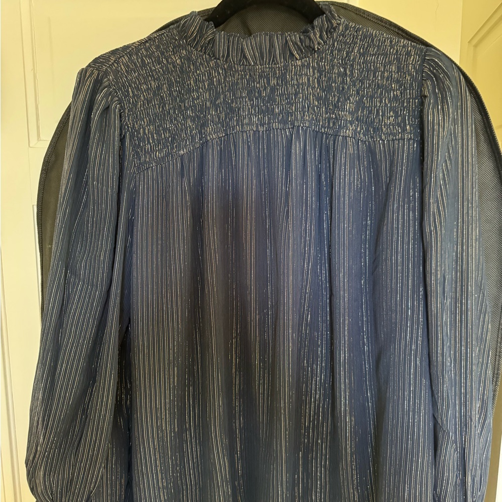 Ann Taylor Navy Striped Blouse